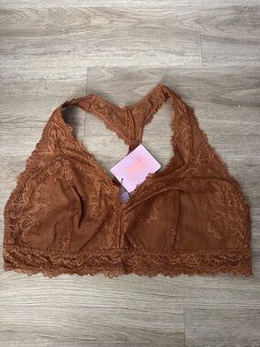 Savage X Fenty Lace Racerback Bralette in Rust
